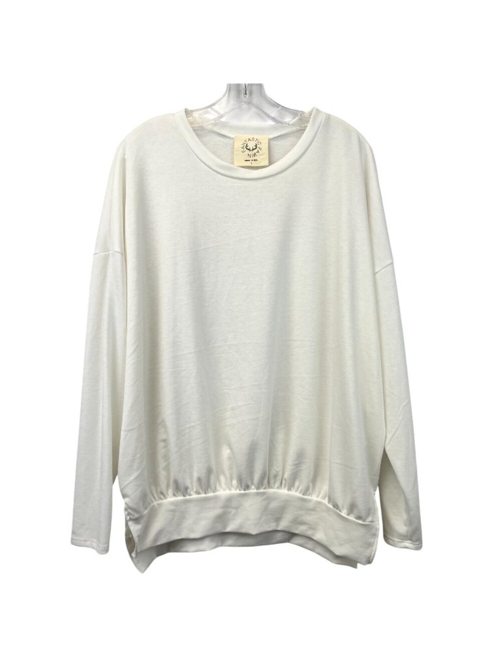 Fantastic Fawn Womens Top Ivory Long Sleeve Round Neck Pullover Size Small